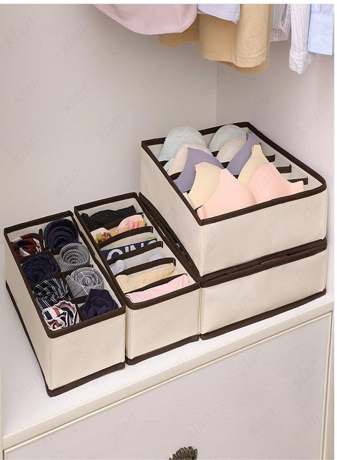 Kian 4 Set Pack Closet Collapsible Foldable Cloth Storage Cube Basket for Lingerie, Clothes, Bras, Socks, Ties & Dresser Drawer Organizer Divider Set Multi Colour - Image 1
