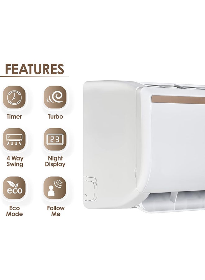 SUPER GENERAL 1.5 Ton Split Air Conditioner With Rotary Compressor 18000 Btu Auto Restart Gold Fin 4 Way Swing 1500 W SGS181KE White - Image 3