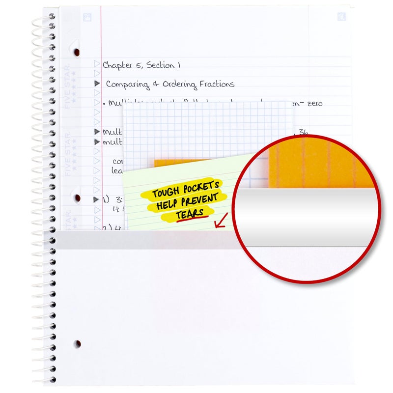 Five Star Spiral Notebook + Study App, 1 Subject, College Ruled Paper, 8-1/2" x 11", 80 Sheets, Fights Ink Bleed, Water Resistant Cover, Soft Petals Blue (820441F-ECM) - Image 5