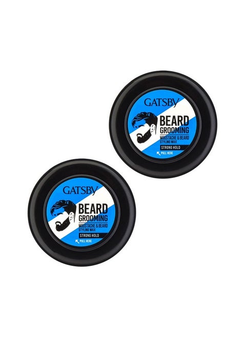 Moustache & Beard Styling Wax Strong Hold 25Gm | Contains Natural Ingredients | Powered With Carnauba Wax For Day Long Hold | Non Sticky & Easy Wash Off | Strong Hold Beard Wax | Pack Of 2
