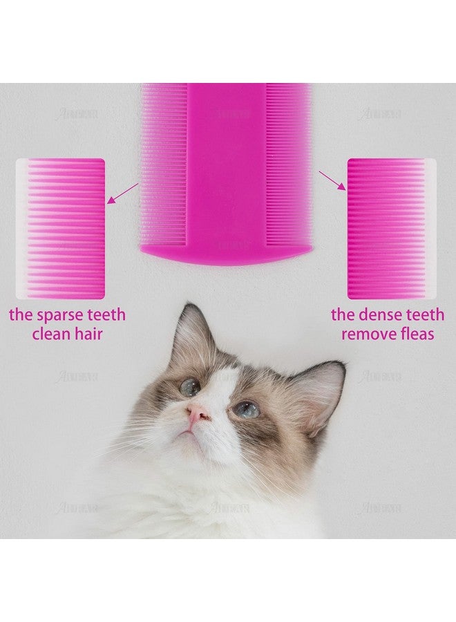 AUEAR, 12 Pack Pet Flea Lice Combs Double Sided Fine Tooth Dogs Cats Grooming Remove Float Hair Tear Marks Tick Removal Tool (6 Colors) - Image 3