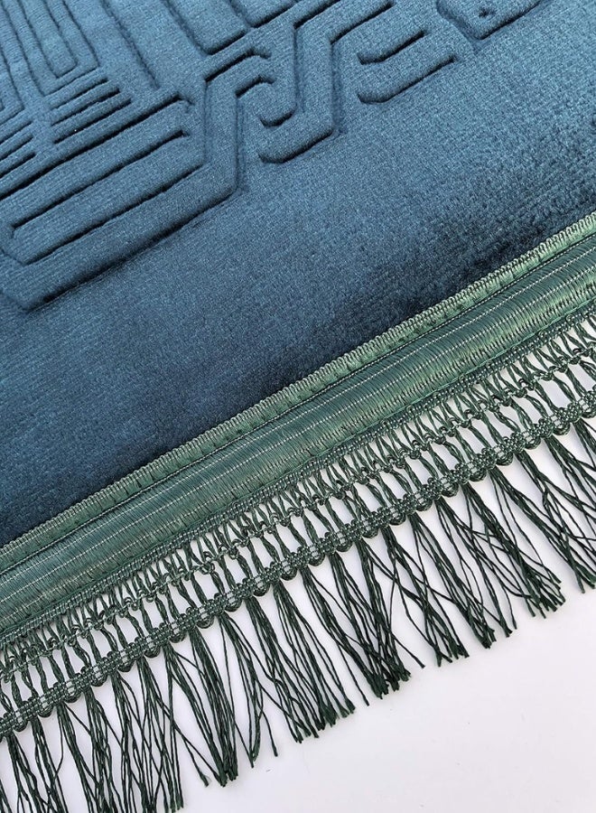  COLBOR Prayer Rug Muslim Mat Islamic - Thick Large Padded Sajadah for Kids Men Women with Islam Prayer Beads for Eid Travel Ramadan, Soft Luxury Great for Knees and Forehead(Green) - Image 3