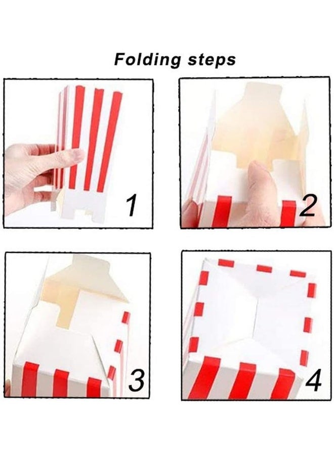 DUNISO 36 Pcs Popcorn Boxes，Disposable Leak-Free, Easy Assembly, Stackable Paper Popcorn Cups, ,Cardboard Popcorn Container for Popcorn, Chips, Candy ﻿ - Image 5