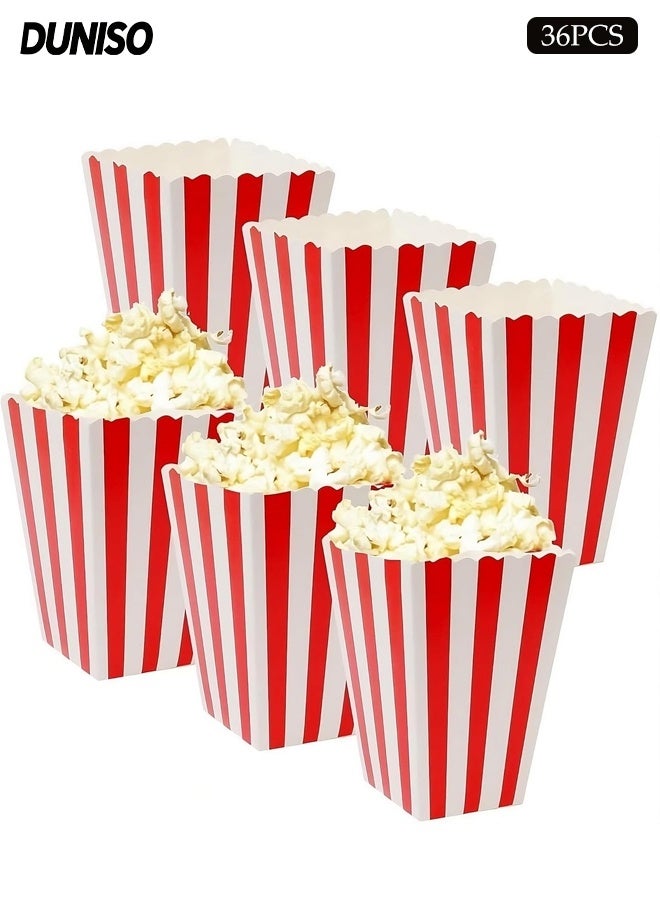 DUNISO 36 Pcs Popcorn Boxes，Disposable Leak-Free, Easy Assembly, Stackable Paper Popcorn Cups, ,Cardboard Popcorn Container for Popcorn, Chips, Candy ﻿ - Image 1
