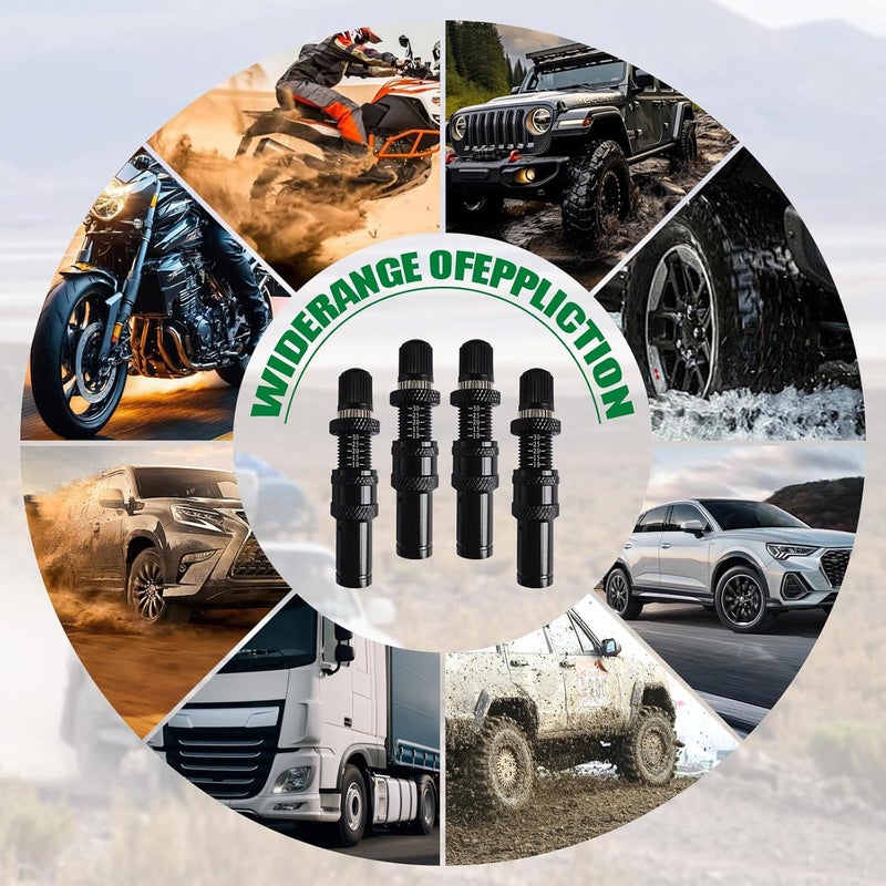 4 Pcs Automatic Tire Deflator Kit, 10-30 PSI / 0.7BAR-2.1BAR Adjustable With 4 Valve Caps, Auto-Stop Air Valve for Cars, Trucks, Motorcycles, Offroad Vehicles, ATVs - Image 4