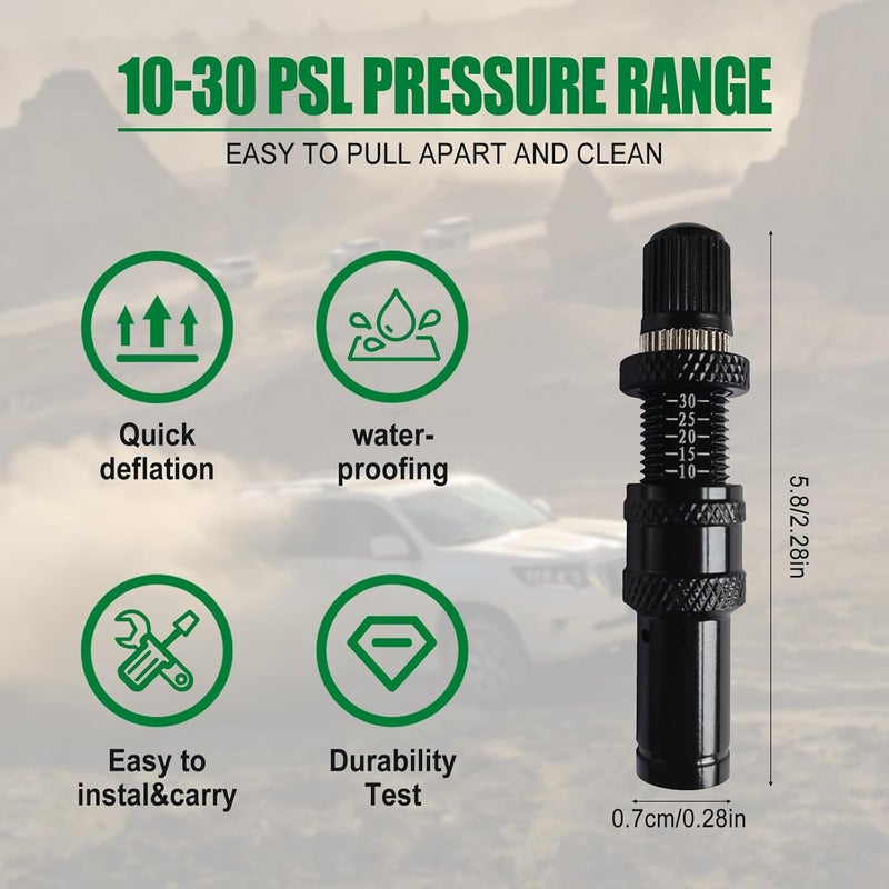 4 Pcs Automatic Tire Deflator Kit, 10-30 PSI / 0.7BAR-2.1BAR Adjustable With 4 Valve Caps, Auto-Stop Air Valve for Cars, Trucks, Motorcycles, Offroad Vehicles, ATVs - Image 3