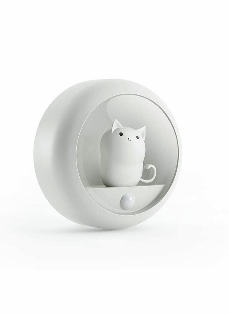 Y&D Motion Sensor Cat Night Light,with Built-in Rechargeable Battery for Wall Closet Bedroom Bathroom Nursery Kitchen Hallway Stairs, Natural White LED with Brightness Levels, Stick-Anywhere  - Image 1