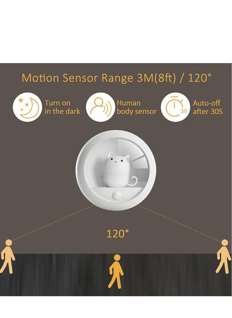 Y&D Motion Sensor Cat Night Light,with Built-in Rechargeable Battery for Wall Closet Bedroom Bathroom Nursery Kitchen Hallway Stairs, Natural White LED with Brightness Levels, Stick-Anywhere  - Image 4