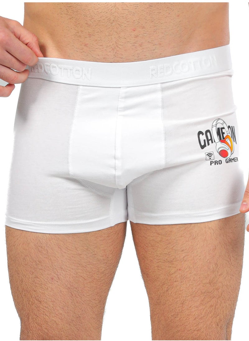 REDCOTTON Mens Comfort Printed Boxer-White  - Image 1
