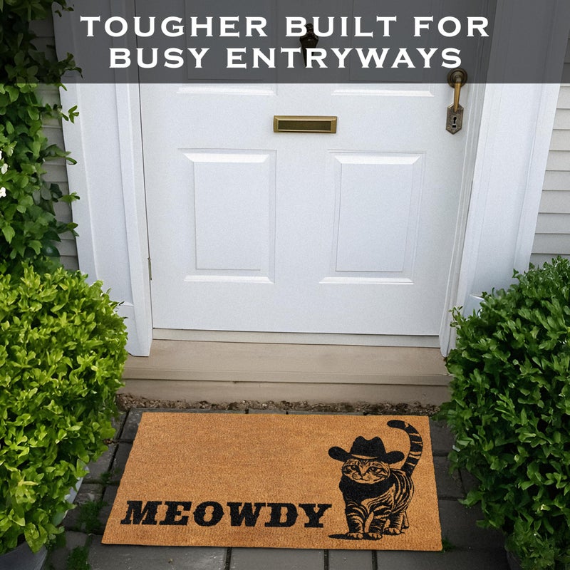 MAINEVENT Meowdy Doormat 30x17 Inch, Cat Front Door Mat for Covered Outdoor Area, Black Cat Welcome Mats for Front Door Gift, Coir Outdoor Doormat - Image 3