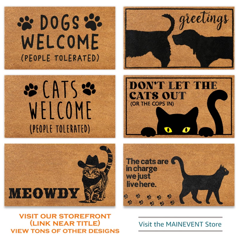 MAINEVENT Meowdy Doormat 30x17 Inch, Cat Front Door Mat for Covered Outdoor Area, Black Cat Welcome Mats for Front Door Gift, Coir Outdoor Doormat - Image 5