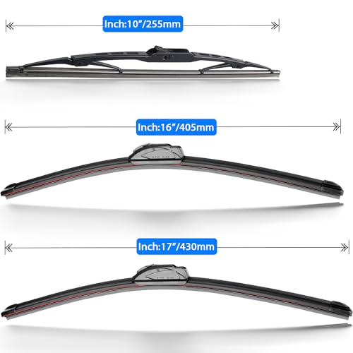 RAINTOK Windshield Wiper Blades Replacement for 2006 2007 2008 2009 2010 Hummer H3 Original Factory Quality Front Rear Wipers Blade Set for My Car - 17" 16" 10" (Pack of 3) - Image 5