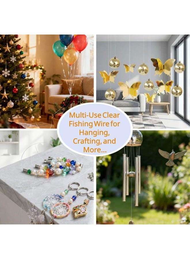 Abodadventures Aboda Clear Fishing Wire Dia. 0.2 mm to 1 mm 656ft Fishing Line for Crafts Hanging Beading Clear String for Hanging Decorations Balloons Garlands with Crimp Sleeves 17lb Test - Image 3