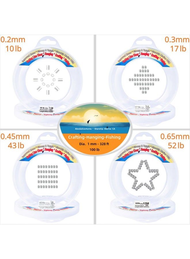 Abodadventures Aboda Clear Fishing Wire Dia. 0.2 mm to 1 mm 656ft Fishing Line for Crafts Hanging Beading Clear String for Hanging Decorations Balloons Garlands with Crimp Sleeves 17lb Test - Image 5