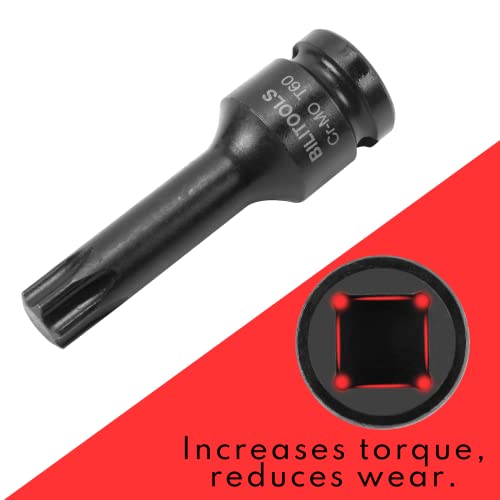 BILITOOLS 8-Piece Impact Torx Bit Socket Set 1/2 inch Drive, T30-T80, Cr-Mo Steel - Image 3