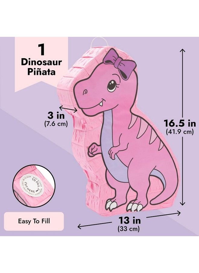 Blue Panda - Pink Dinosaur Pinata For Girls Trex Themed Dino Birthday Party Decorations (16.5 X 13.0 X 3.0 In) - Image 1