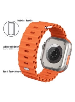 Color Fans Apple Watch Ocean Band 41mm 40mm 38mm for Men Women, Soft Silicone Sport Band Replacement Strap for Apple Watch Ultra iWatch Series 8 7 SE 6 5 4 3 2 1 Orange  - Image 4
