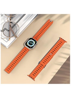 Color Fans Apple Watch Ocean Band 41mm 40mm 38mm for Men Women, Soft Silicone Sport Band Replacement Strap for Apple Watch Ultra iWatch Series 8 7 SE 6 5 4 3 2 1 Orange  - Image 5