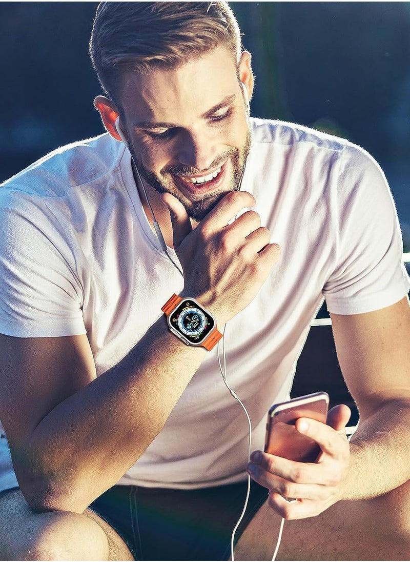 Color Fans - Apple Watch Ocean Band 41mm 40mm 38mm for Men Women, Soft Silicone Sport Band Replacement Strap for Apple Watch Ultra iWatch Series 8 7 SE 6 5 4 3 2 1 Orange - Image 1
