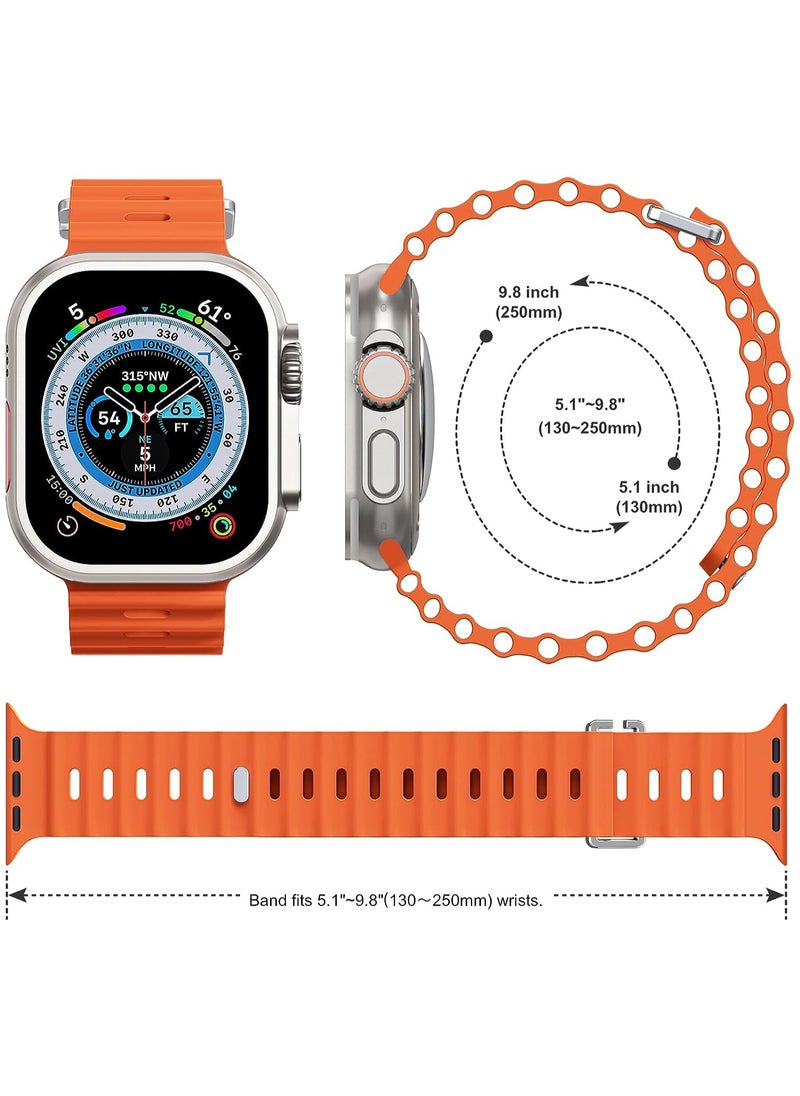 Color Fans - Apple Watch Ocean Band 41mm 40mm 38mm for Men Women, Soft Silicone Sport Band Replacement Strap for Apple Watch Ultra iWatch Series 8 7 SE 6 5 4 3 2 1 Orange - Image 1