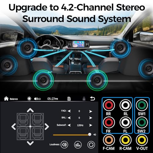 SJoyBring 7" QLED Double Din Car Stereo - Wireless Apple CarPlay & Android Auto, 240W 4.2CHN, SWC, Bluetooth, FM/AM Car Radio, 2 Subwoofers Outputs, Backup Camera - Image 4
