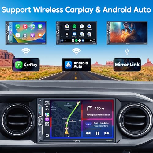 SJoyBring 7" QLED Double Din Car Stereo - Wireless Apple CarPlay & Android Auto, 240W 4.2CHN, SWC, Bluetooth, FM/AM Car Radio, 2 Subwoofers Outputs, Backup Camera - Image 3