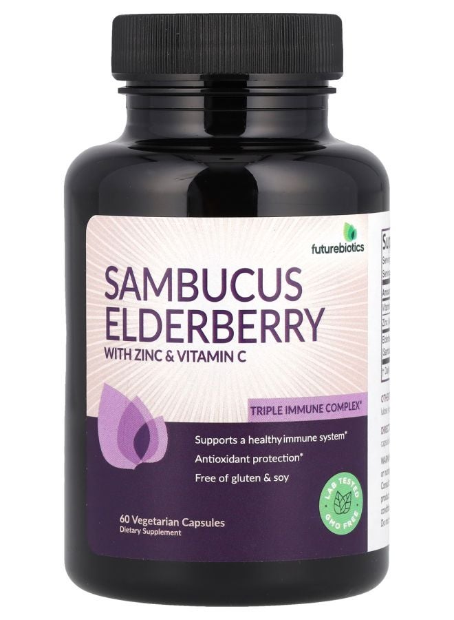 Futurebiotics Sambucus Elderberry with Zinc & Vitamin C 60 Vegetarian Capsules