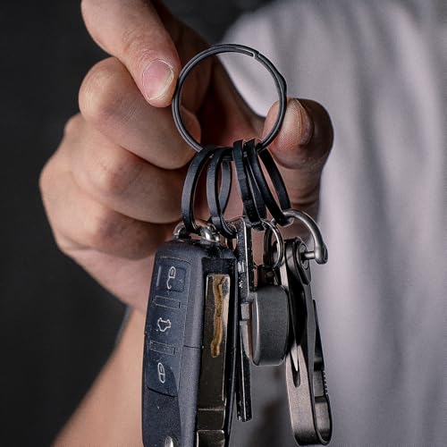 TISUR Titanium Key Rings, Side-Pushing Easy Open Keyrings, Heavy Duty Split Ring,Large Key Chain Rings for Car Keys, Carabiner Clip, Dog Tag - Image 5