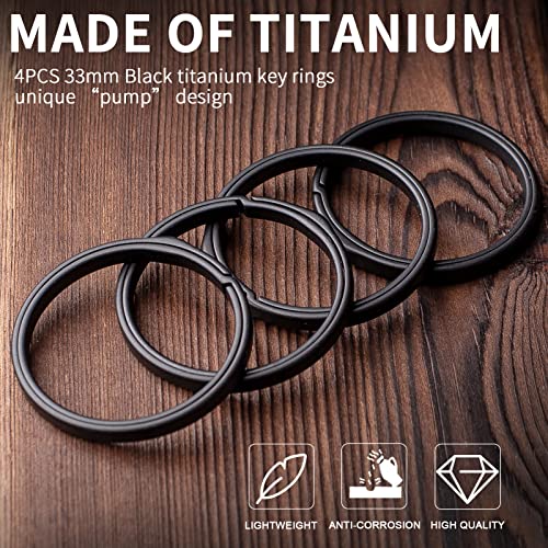 TISUR Titanium Key Rings, Side-Pushing Easy Open Keyrings, Heavy Duty Split Ring,Large Key Chain Rings for Car Keys, Carabiner Clip, Dog Tag - Image 4