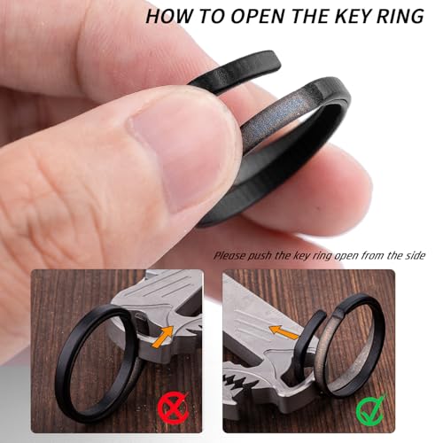 TISUR Titanium Key Rings, Side-Pushing Easy Open Keyrings, Heavy Duty Split Ring,Large Key Chain Rings for Car Keys, Carabiner Clip, Dog Tag - Image 3