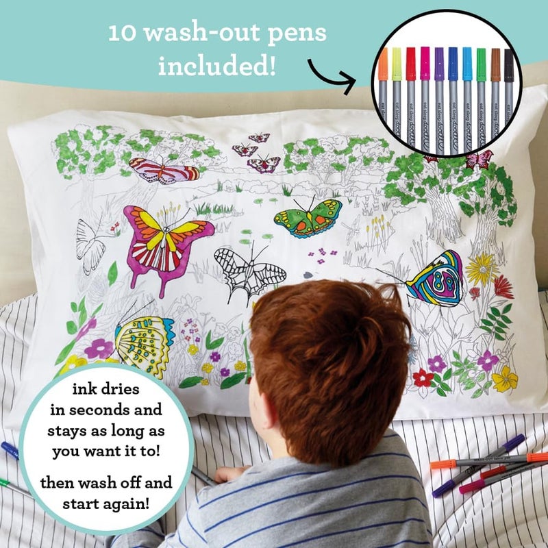 eatsleepdoodle - Coloring Pillowcase for Kids – Reusable DIY Pillow Cover with Washable Markers, Educational Arts & Crafts Activity for Boys & Girls, Fun Gift for Creative Play, Machine Washable - Image 2