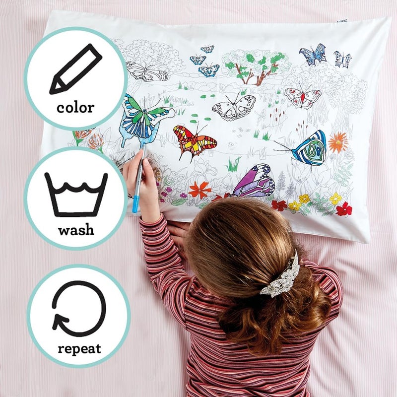 eatsleepdoodle - Coloring Pillowcase for Kids – Reusable DIY Pillow Cover with Washable Markers, Educational Arts & Crafts Activity for Boys & Girls, Fun Gift for Creative Play, Machine Washable - Image 3