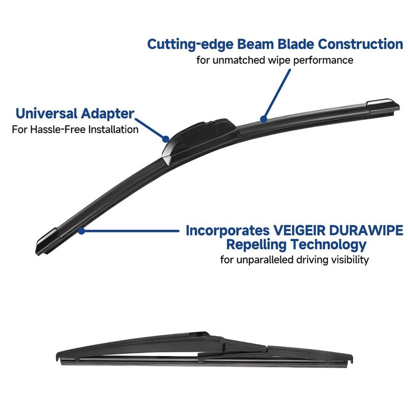 VEIGEIR 3 Pack Windshield Wiper Blades Compatible with 2014-2021 Jeep Grand Cherokee Original Factory Quality Front Rear Wipers Blade Set for My Car - 22" 21" 11" - Image 2