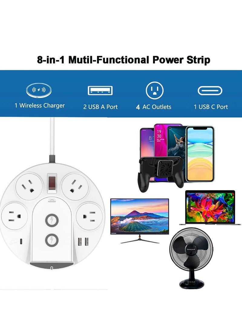 SOLARAE 20W USB C PD Power Strip Surge Protector with Wireless Charger Tower, Travel Power Strip Delivery Charging with USB C for Phone Laptops Desk Office , 1 USB C/2 USB A Ports/4 AC Outlets Plug (UK Plug) - Image 2