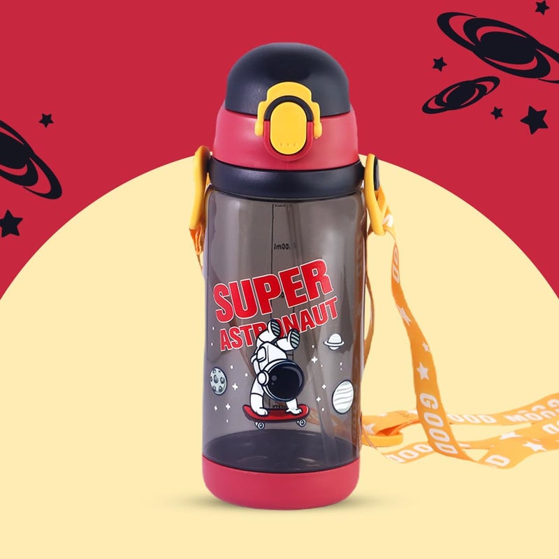 ATTRO Plastic Super Astro 600Ml Water Bottle A Stylish&Functional Bottle with Eye-Catching Print,Detachable Belt&Hydration Tracker Bpa-Free,Leak-Proof Ideal for School,Office&Outdoor-Coal Black - Image 5