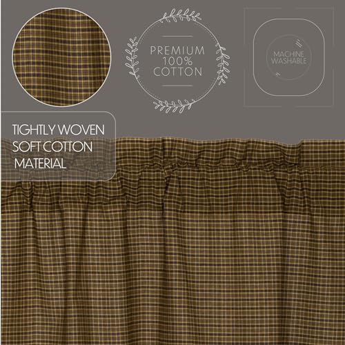 VHC Brands Tea Cabin Rustic 16"x72" Green Plaid Valance Rod Pocket Cotton Kitchen Window Curtains - Image 5