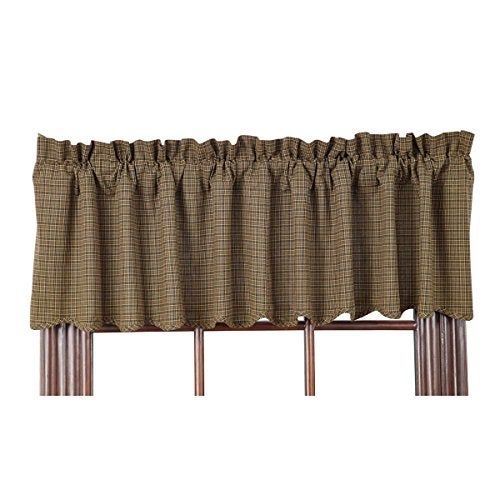 VHC Brands Tea Cabin Rustic 16"x72" Green Plaid Valance Rod Pocket Cotton Kitchen Window Curtains - Image 4