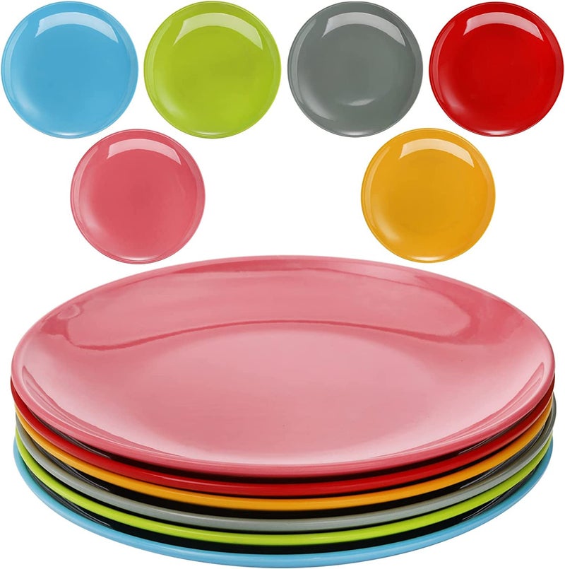 Peohud 6 Pack Melamine Plates 28cm11inch 100 Melamine Dinner Plates Flat Bottom Dinnerware Dishes for Daily Indoor Outdoor Use Dishwasher Safe BreakResistant Multicolor