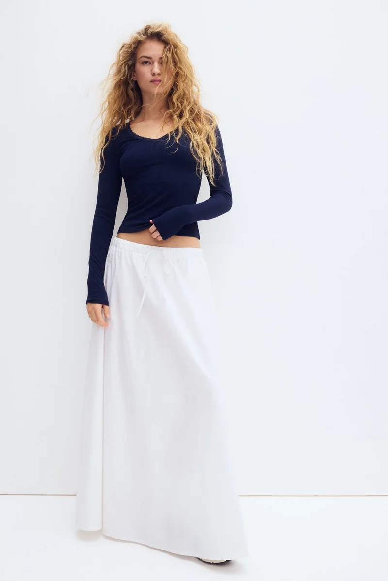 H&M Lace-trimmed jersey top