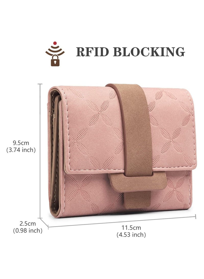SYOSI Women's Wallet, RFID Blocking Ladies Purse Women Leather Fashion Small Purse Clutch Holder Case Four Leaf Clover Coin Zipper Small Purse with Multiple Card Slots, Check Pattern Simple Coin Purse  - Image 5