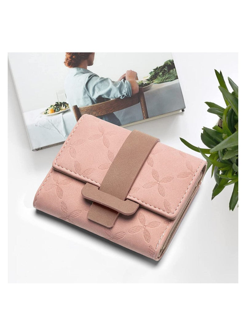Women's Wallet, RFID Blocking Ladies Purse Women Leather Fashion Small Purse Clutch Holder Case Four Leaf Clover Coin Zipper Small Purse with Multiple Card Slots, Check Pattern Simple Coin Purse