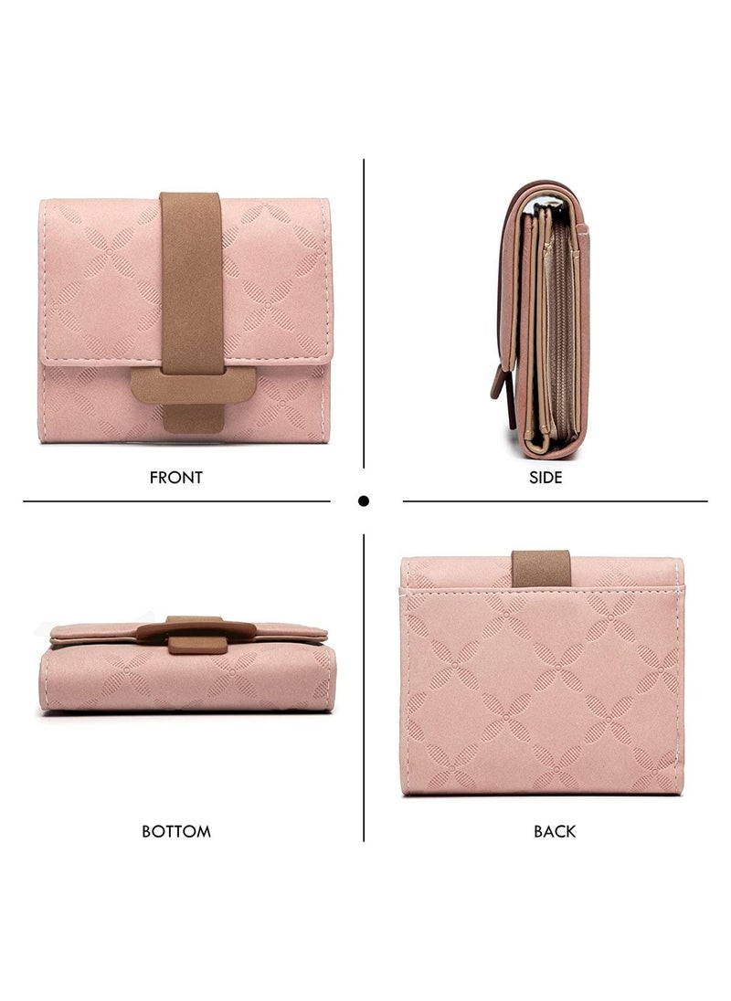 SYOSI Women's Wallet, RFID Blocking Ladies Purse Women Leather Fashion Small Purse Clutch Holder Case Four Leaf Clover Coin Zipper Small Purse with Multiple Card Slots, Check Pattern Simple Coin Purse  - Image 4