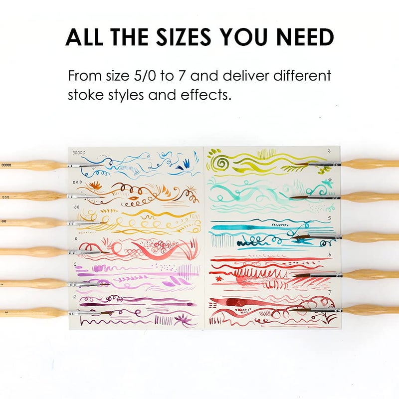 Grabie Paint Brush Set, Miniature Detail, 11 Pcs for Oil, Acrylic, Watercolor and Gouache, Nylon Hair Paint Brush With Natural Wood Handle, Great for Beginners and Professionals - Image 5