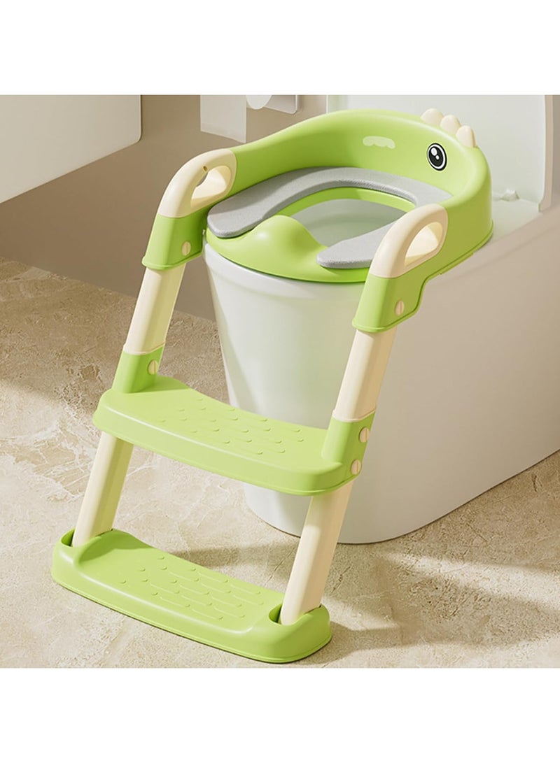 INSIJAM Potty Training Seat Kids Toilet Training Seat with Step Stool Adjustable Potty Training Toilet for Kids Boys Girls Comfortable Safe Potty Seat with Anti-Slip Pads Folding Ladder - Image 1