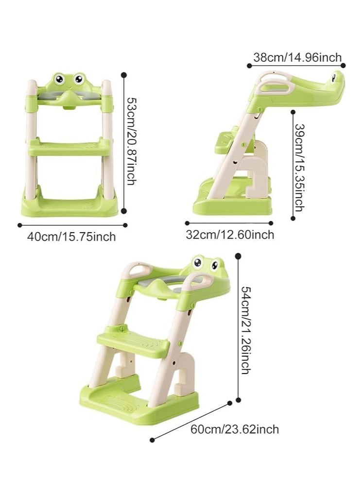 INSIJAM Potty Training Seat Kids Toilet Training Seat with Step Stool Adjustable Potty Training Toilet for Kids Boys Girls Comfortable Safe Potty Seat with Anti-Slip Pads Folding Ladder - Image 2