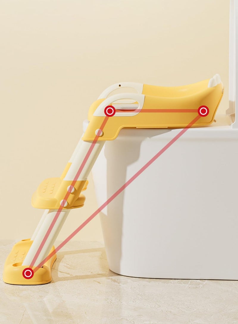 INSIJAM Potty Training Seat Kids Toilet Training Seat with Step Stool Adjustable Potty Training Toilet for Kids Boys Girls Comfortable Safe Potty Seat with Anti-Slip Pads Folding Ladder - Image 5