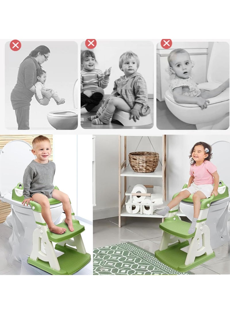 INSIJAM Potty Training Seat Kids Toilet Training Seat with Step Stool Adjustable Potty Training Toilet for Kids Boys Girls Comfortable Safe Potty Seat with Anti-Slip Pads Folding Ladder - Image 3
