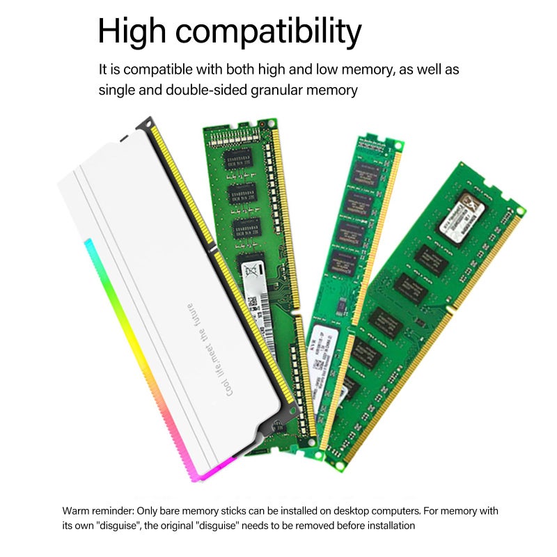 مروحة تبريد قابلة للتعديل لـ ARGB DDR4 RAM بسرعة دوران 2500 دورة في الدقيقة بتصميم منخفض الضوضاء، قطعة لجهاز الكمبيوتر المكتبي - Image 3