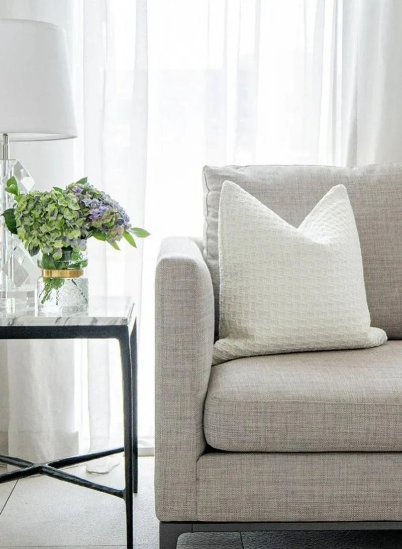 KNOT HOME Cushion Adora Bianca (with filler) Pillow Knot Home Cover Set for Modern Sofa Contemporary Living Room Bedroom and Office Soft Washable