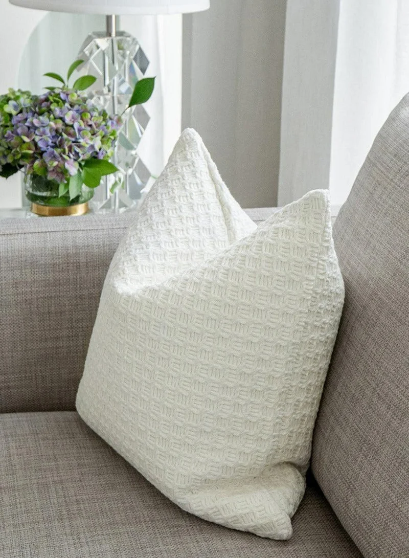 KNOT HOME Cushion Adora Bianca (with filler) Pillow Knot Home Cover Set for Modern Sofa Contemporary Living Room Bedroom and Office Soft Washable
